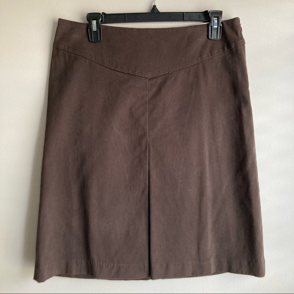 5 FOR $25 | Gap Stretch Pencil Straight Midi Skirt Front Kick Pleat Brown 10